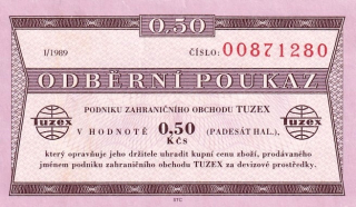 Československo, 0,50 Kčs odběrný poukaz I/1989