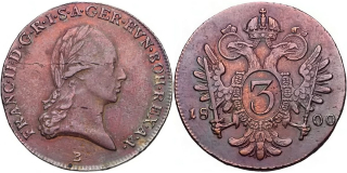 František II. 1792 - 1835, 3 Krejcar 1800 B