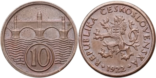 ČSR 1918 - 1939, 10 Haléř 1922