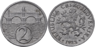 ČSR 1918 - 1939, 2 Haléř 1923