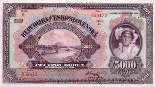 Československo 1919 - 1939, 5000 Koruna 1920, SPECIMEN