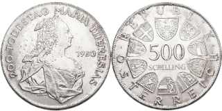 Rakousko, 500 Schlilling 1980