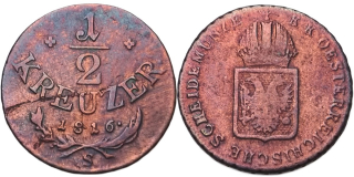 František II. 1792 - 1835, 1/2 Krejcar 1816 S
