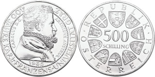 Rakousko, 500 Schlilling 1985