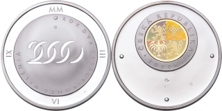 Česká republika, 2000 Kč, bimetalová mince Konec milénia 2000 matná
